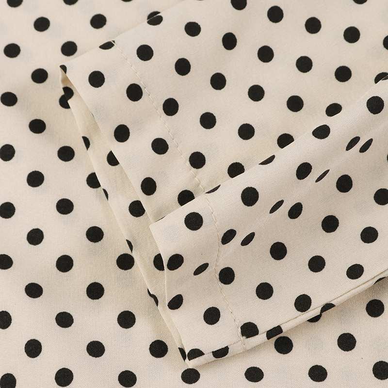 Vintage Polka-Dot Long Sleeve Round Neck Maxi Dress