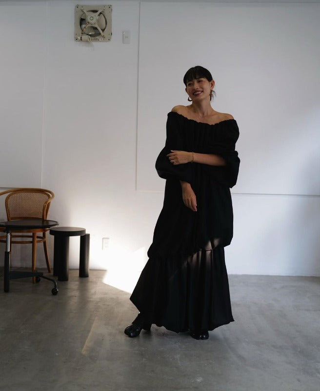 Autumn Winter New Fashion To Restore The Old Money Style One Shoulder Two Wear Loose Maxi Dress