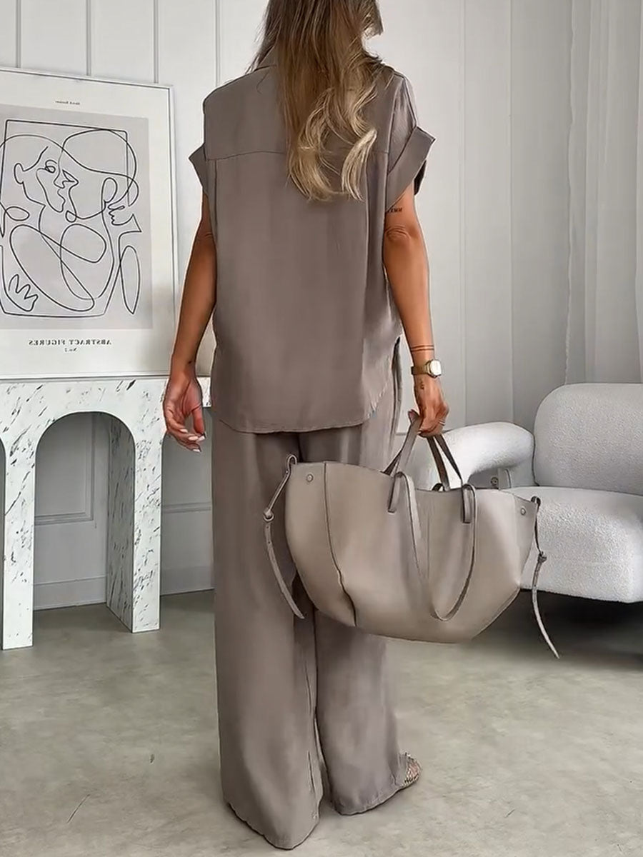 Casual shirt and trousers two-piece set