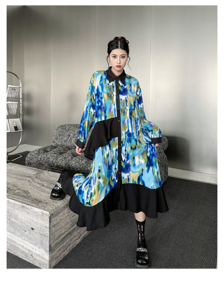 Personalized Printed Splicing Maxi Dress