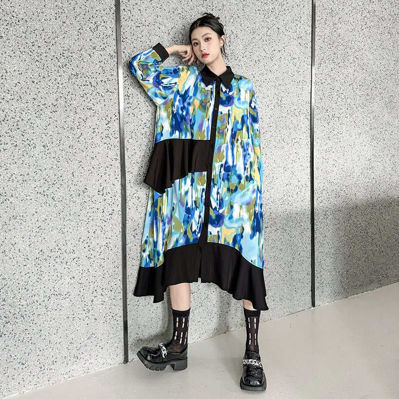 Personalized Printed Splicing Maxi Dress