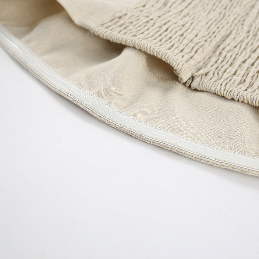 Vacation Cotton-Linen Solid Sheath Backless Maxi Dress