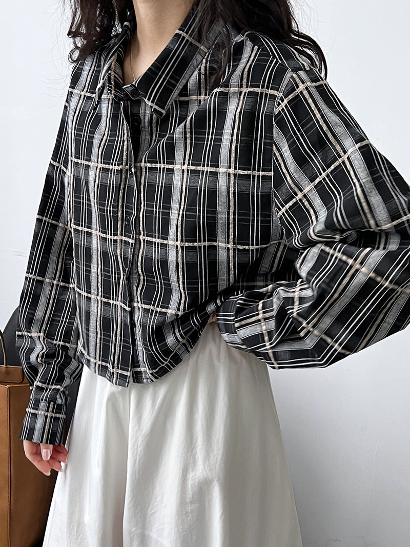 Classic Plaid Long Sleeve Blouse