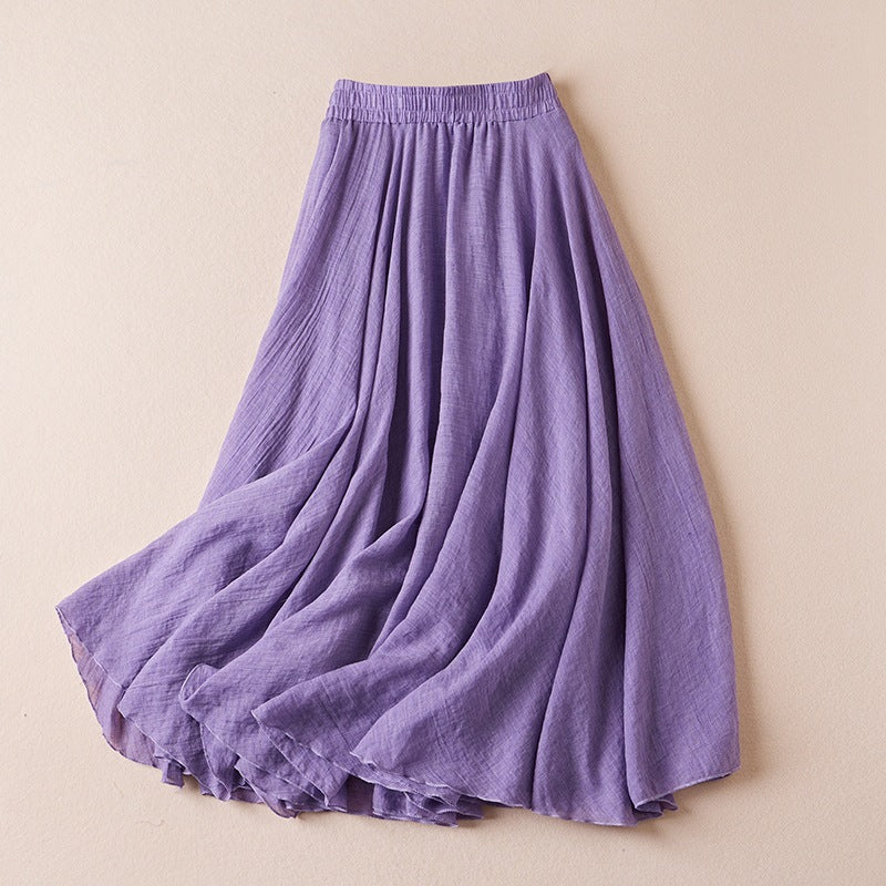 Women's Leisure Solid Color Cotton Long Skirt