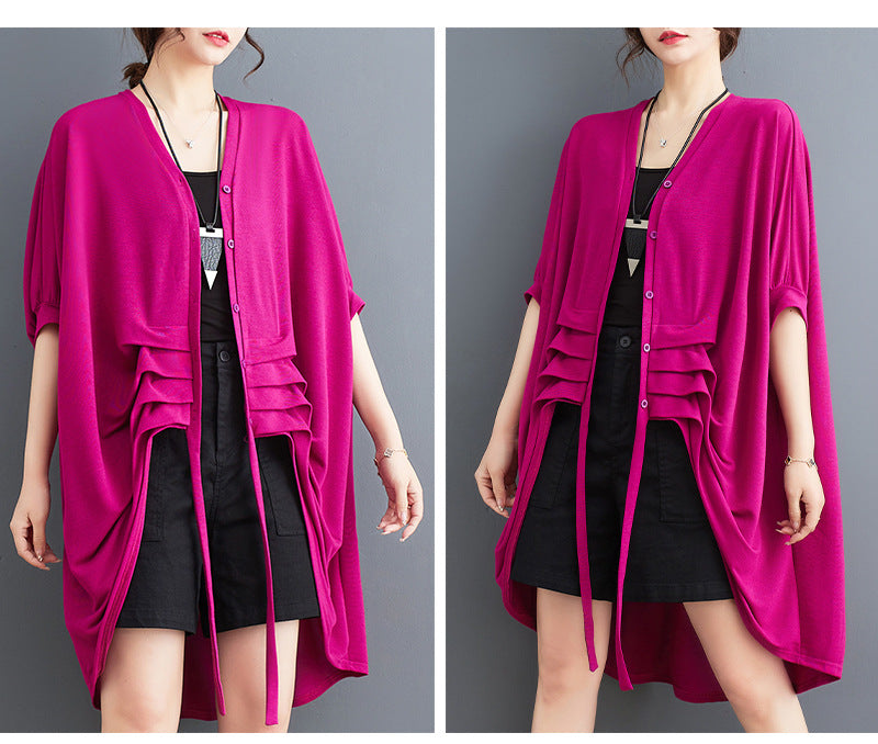 Niche Design Solid Color Mid-sleeve Outerwear