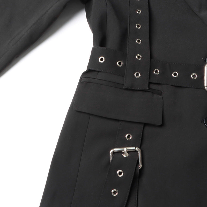 Personalized Studded Buckle Long Sleeve Blazer