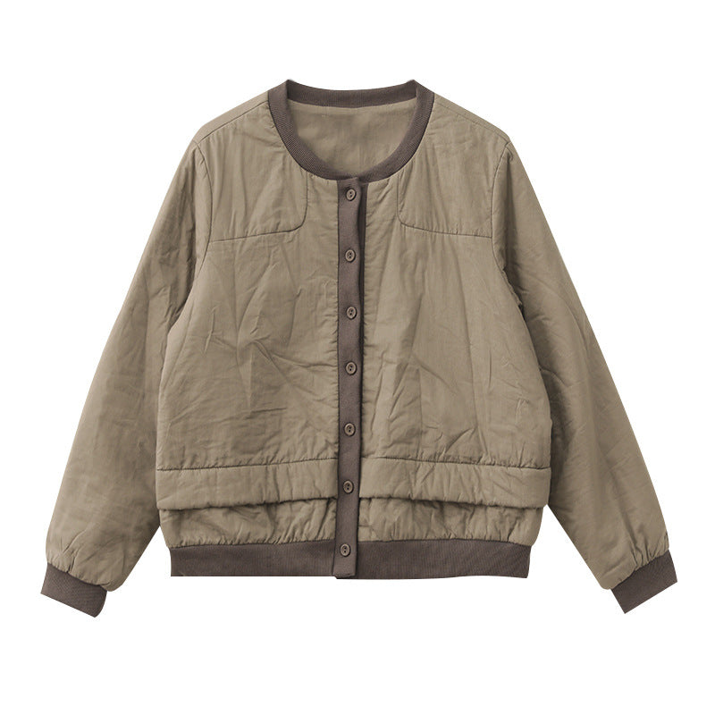 Classic Color Blocking Round Neck Jacket