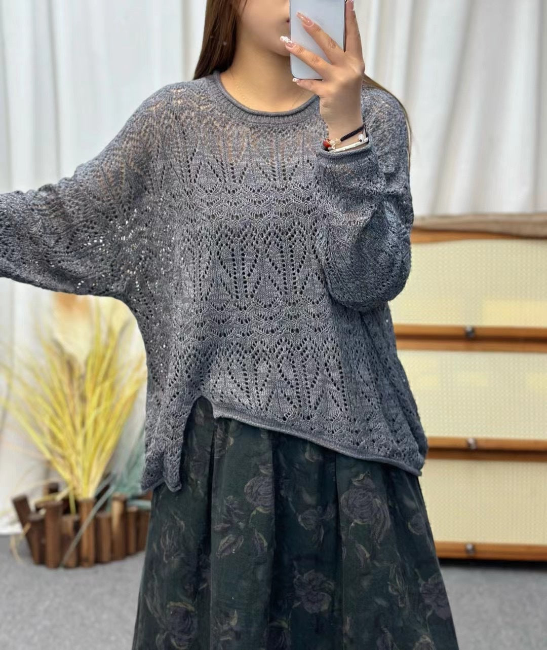Vintage Loose Irregular Hollow Sweater