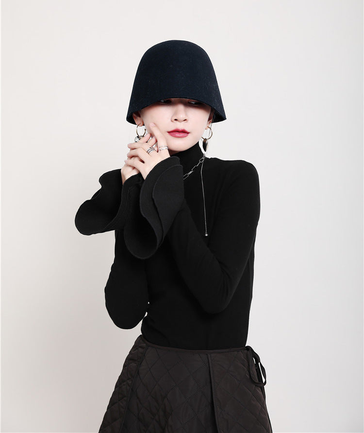 Special Solid Color Stretch Turtleneck Cotton T-Shirt