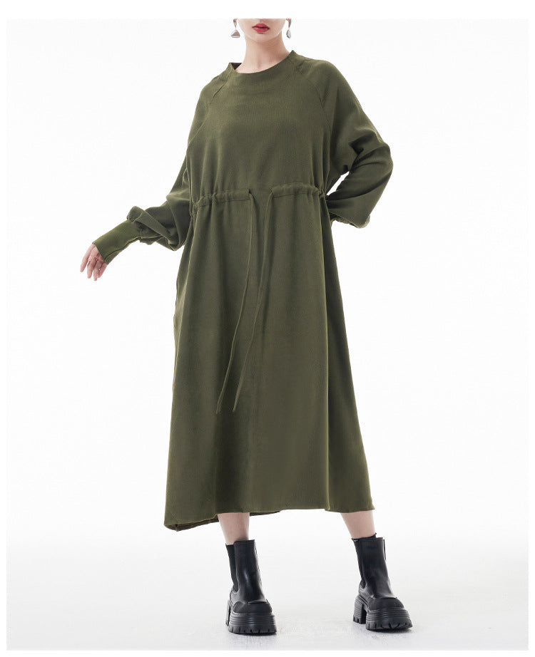 Personalized Tight Waist Long Sleeve Midi Dress