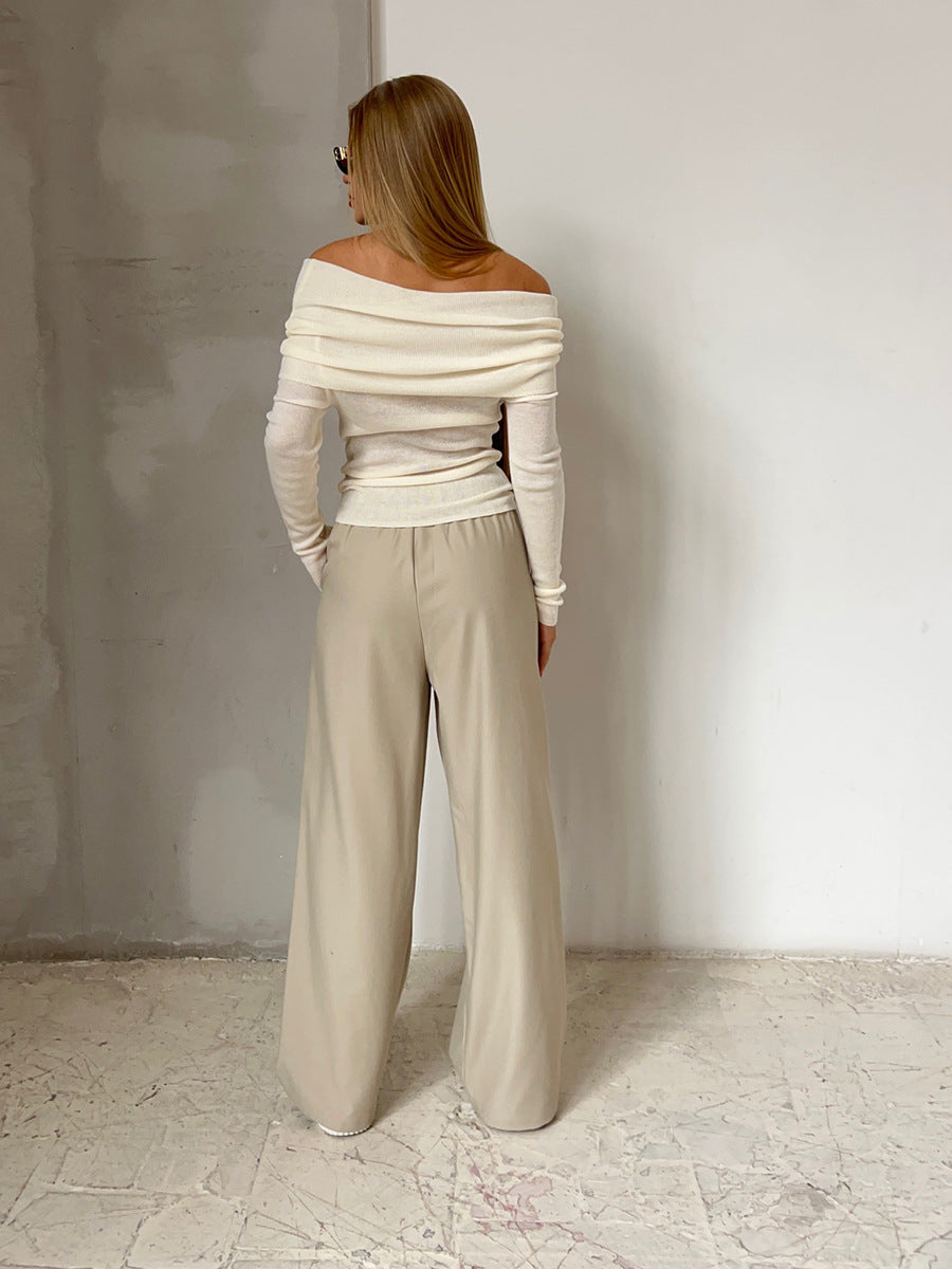 Simple Wool Knit Long Sleeve Blouse