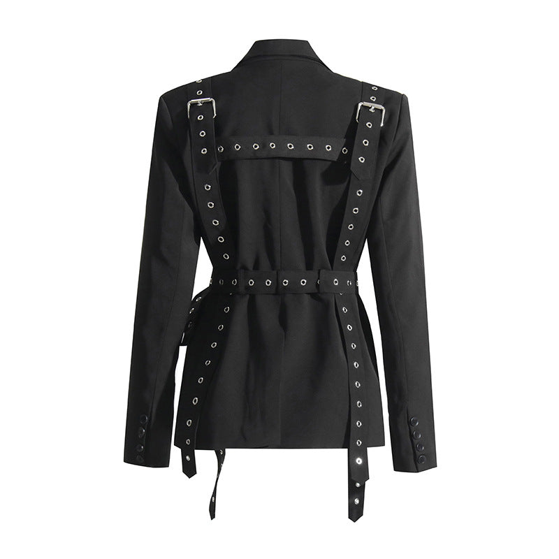 Personalized Studded Buckle Long Sleeve Blazer