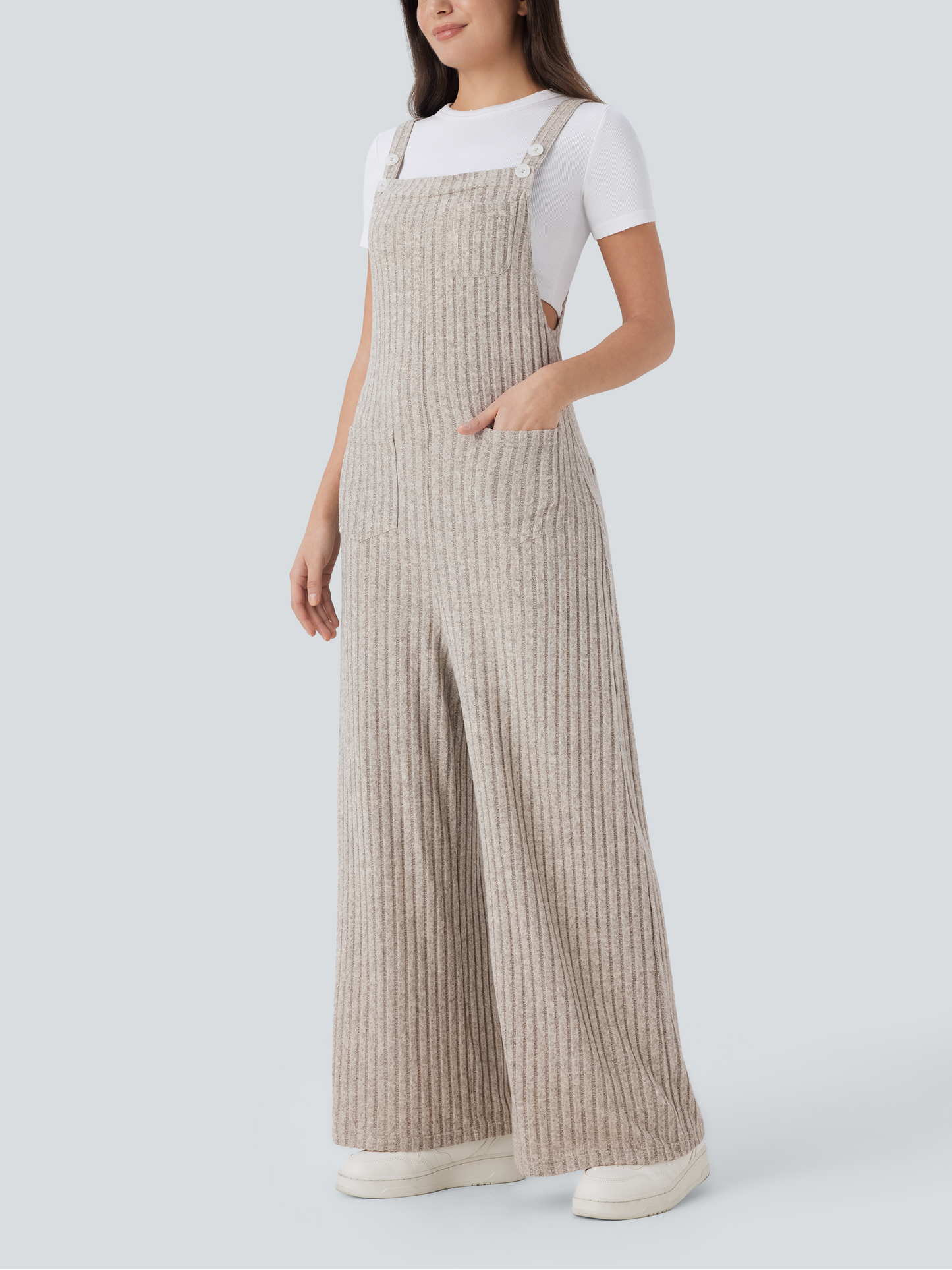 ✨Rib Knit Adjustable Straps Buttoned Multi-Pocket Overalls(Buy 2 Free Shipping)