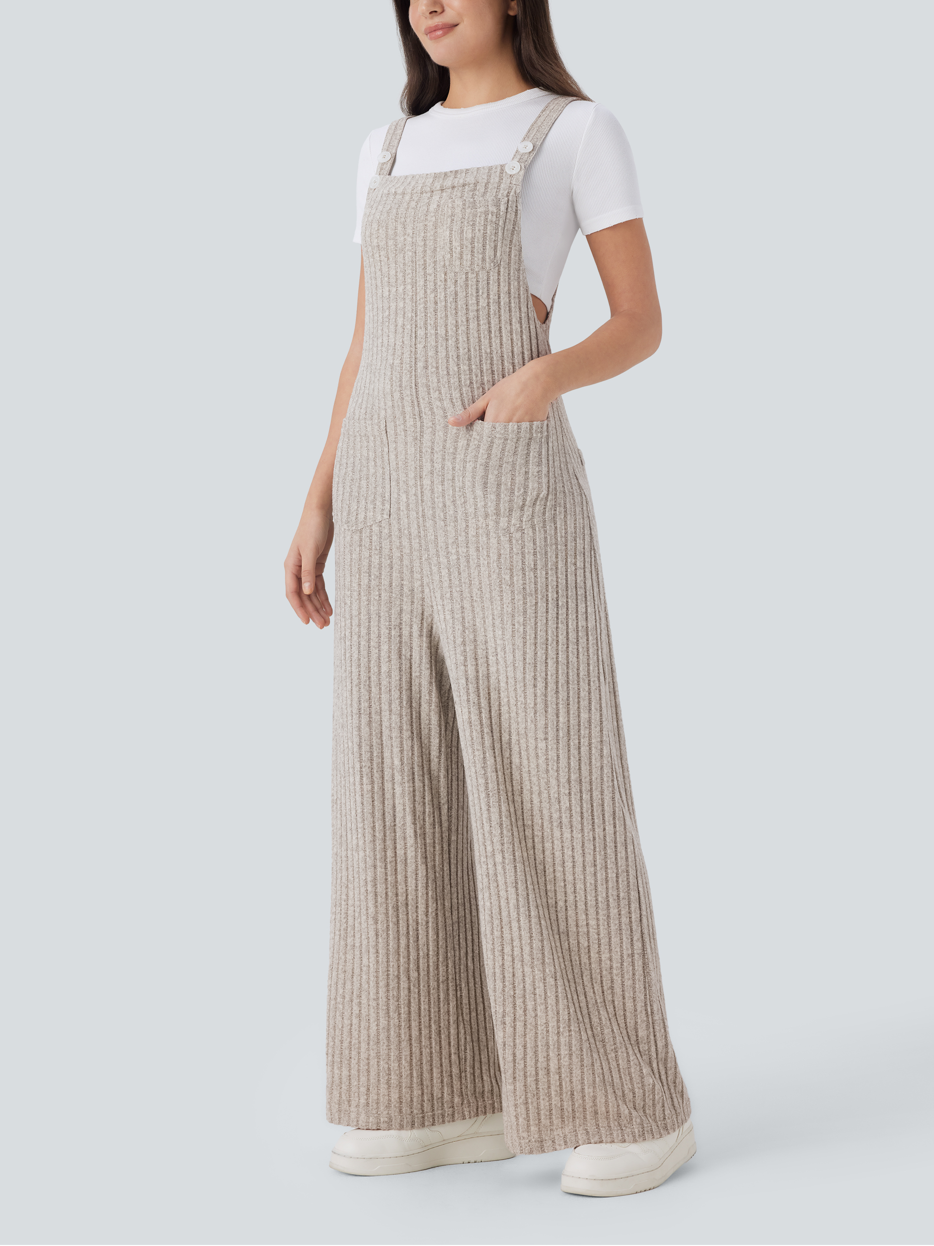 ✨Rib Knit Adjustable Straps Buttoned Multi-Pocket Overalls(Buy 2 Free Shipping)