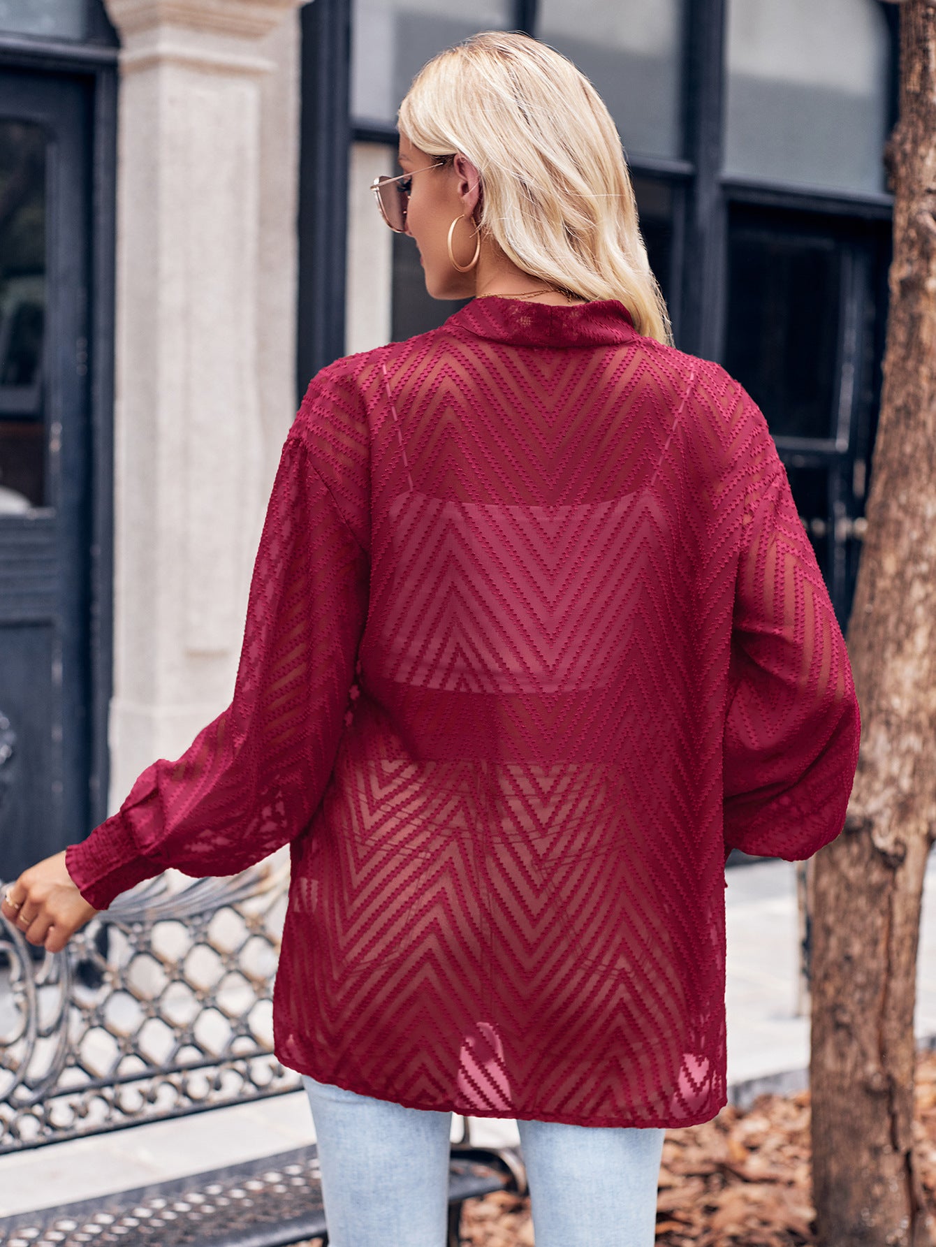 Casual Solid Color Jacquard Long Sleeve Outwear