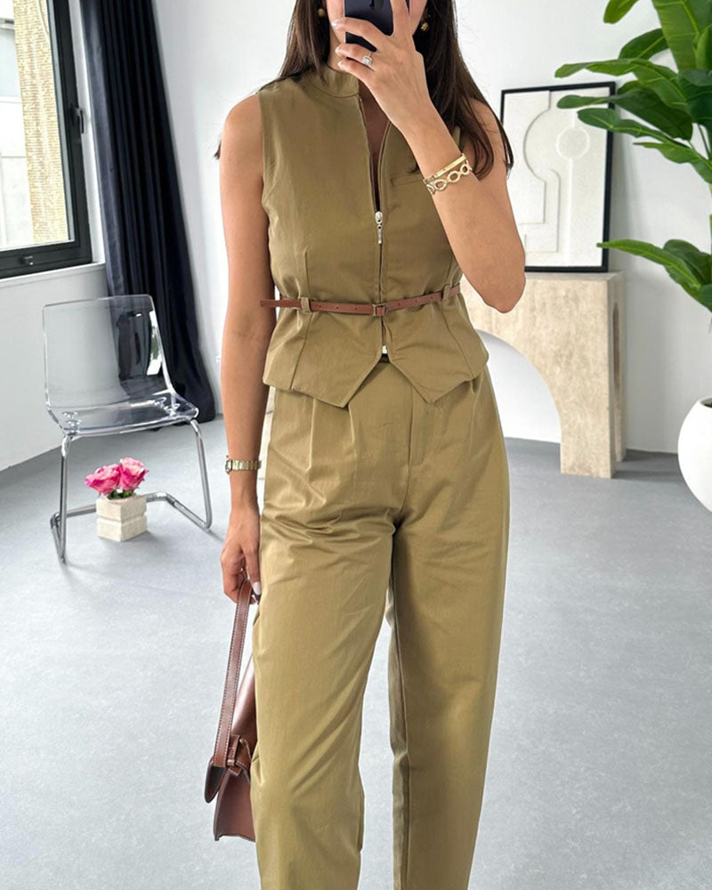 Chic work and casual two-piece set