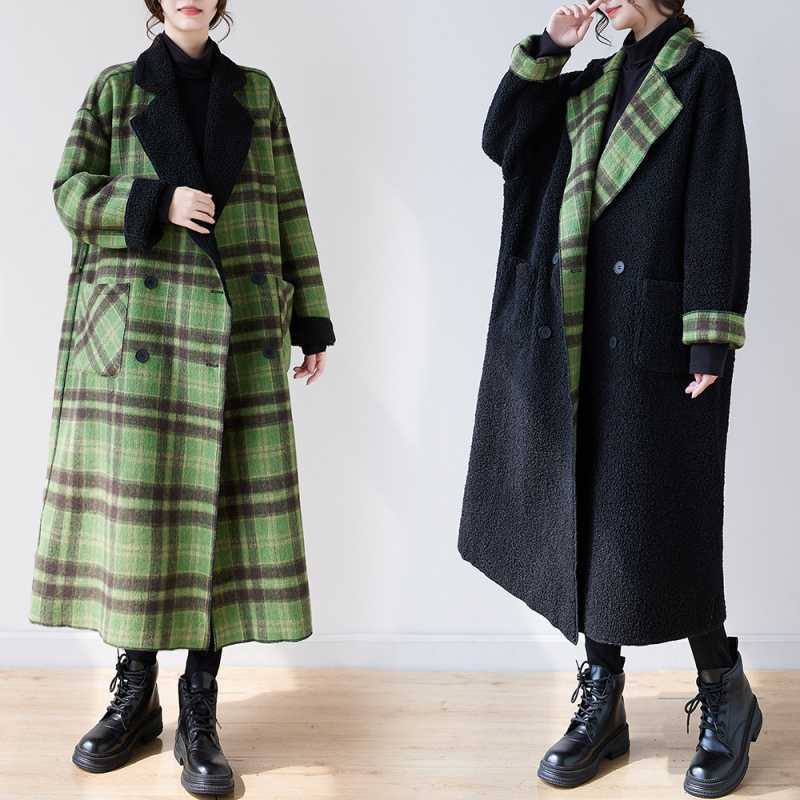 Classic Velvet Reversible Plaid Coat