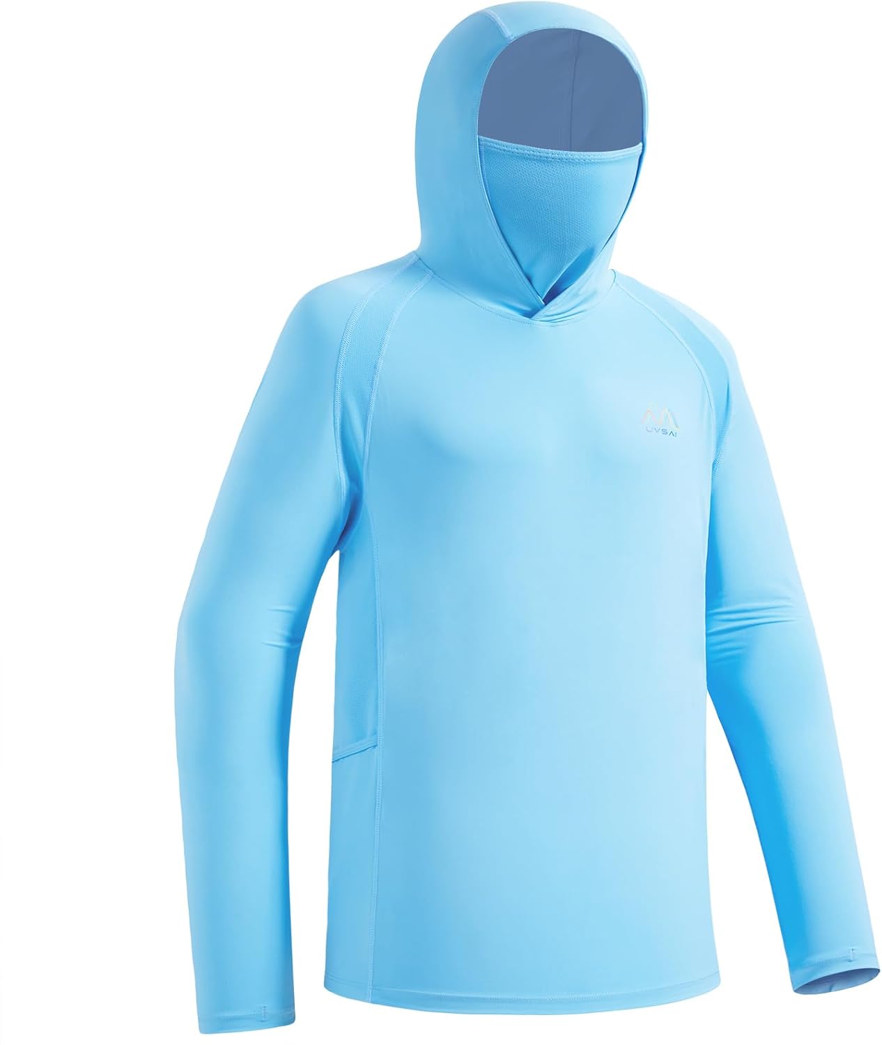 Men's UPF 50+ Hoodie Shirt with Mask Long Sleeve Permanent UV Sun Protection Neck Gaiter Performance T for Outdoor