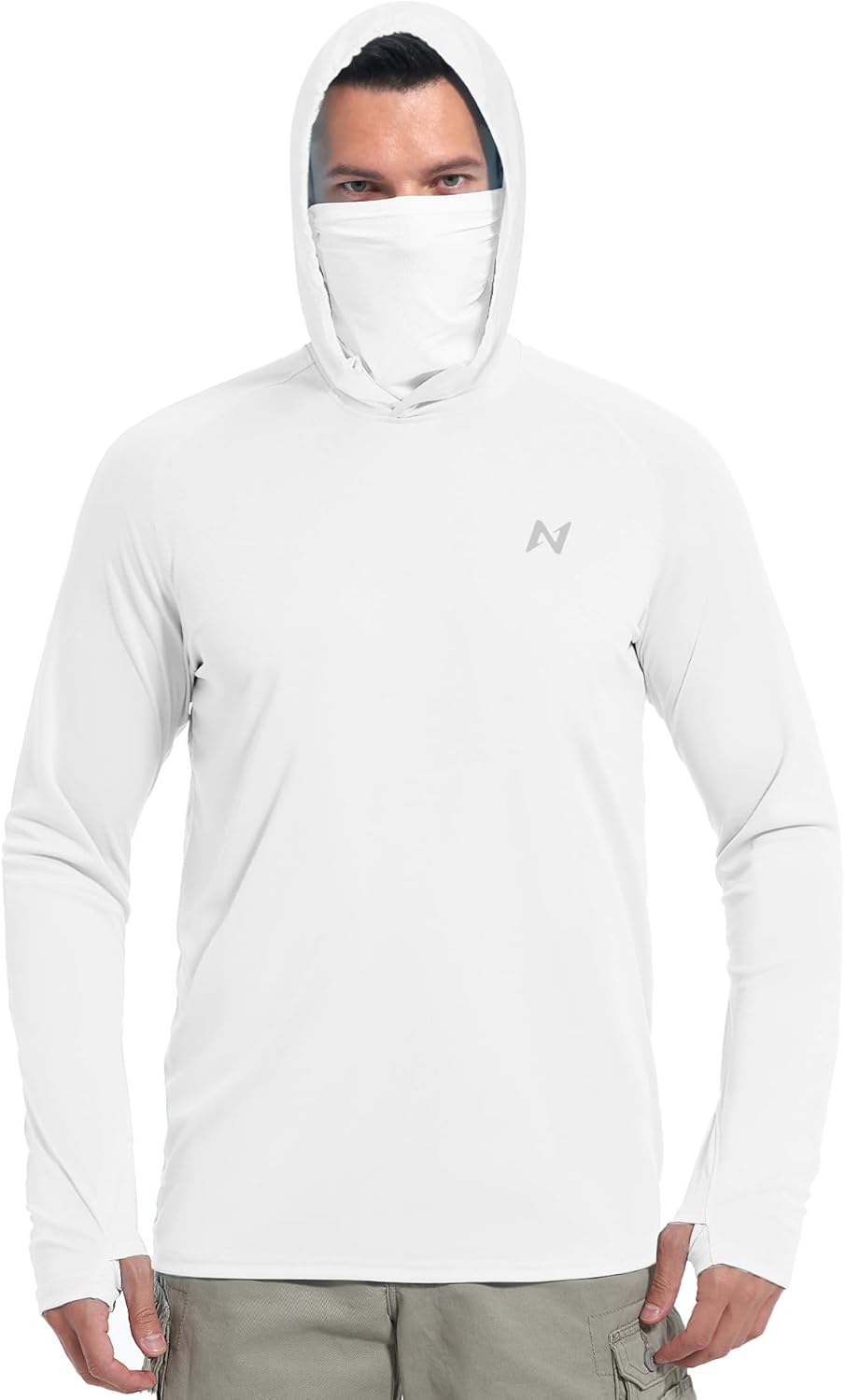 isnowood Sun Shirt UPF 50+ Men's Fishing Long Sleeve Hooded Rash Guard Hiking Swimming Running UV Protection Hoodie