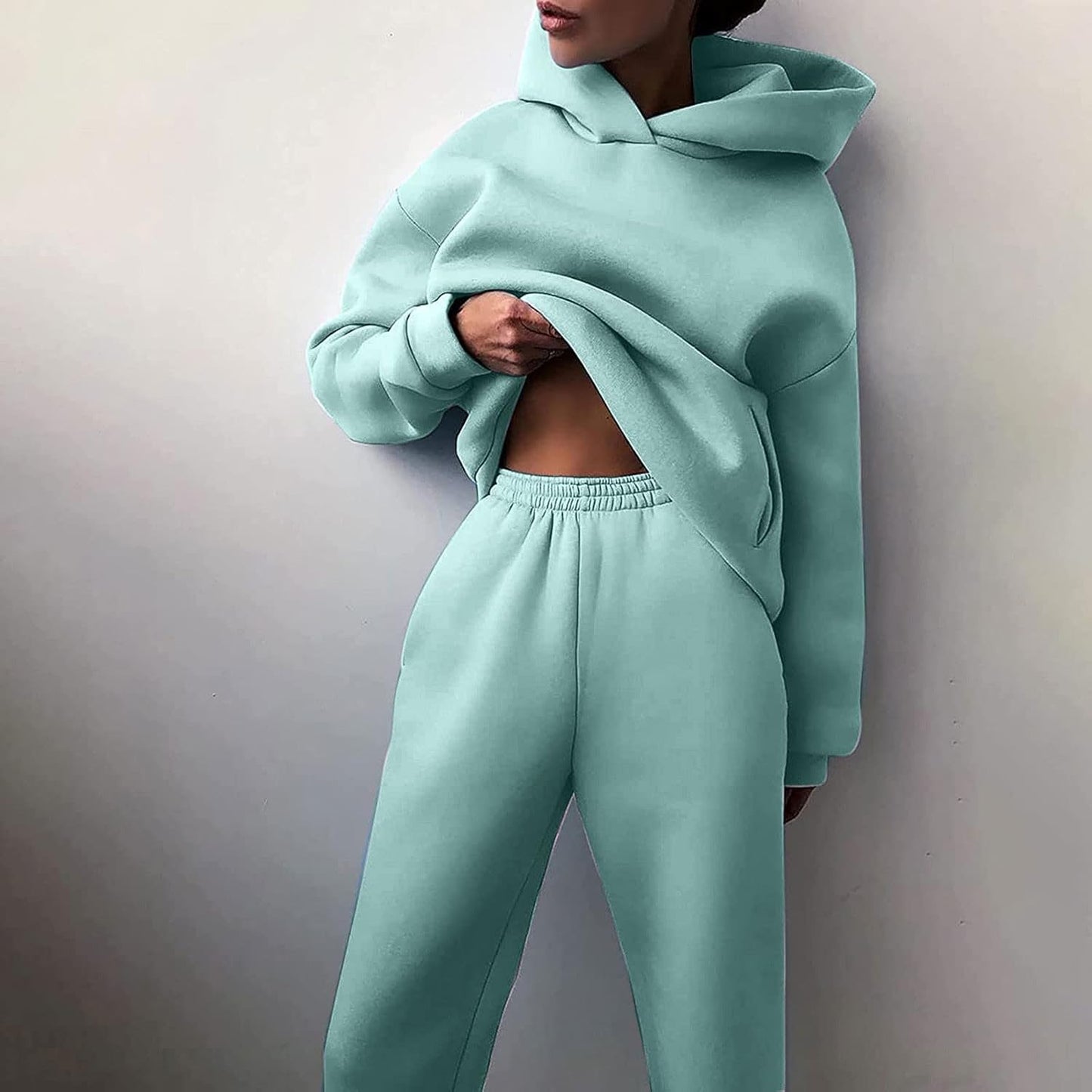 2 PC Sweatsuit Set Men Women Oversized Long Sleeve Hoodie Pullover Sweatshirt Sweatpants Tracksuit Jogger Sweatpants