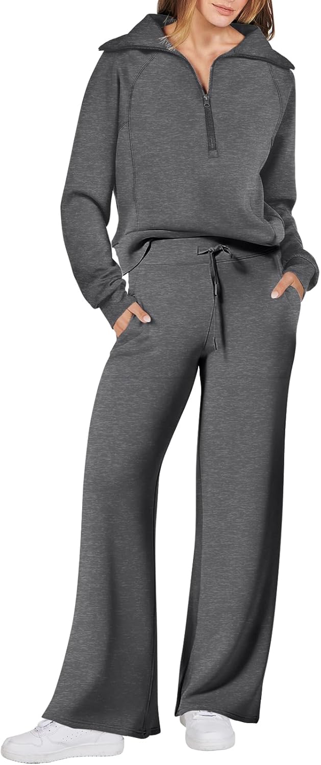 Women 2 Piece Outfits Sweatsuit Oversized Sweatshirt Sweatpants Tracksuit Sweat Lounge Matching Set 2024 Fall Trendy