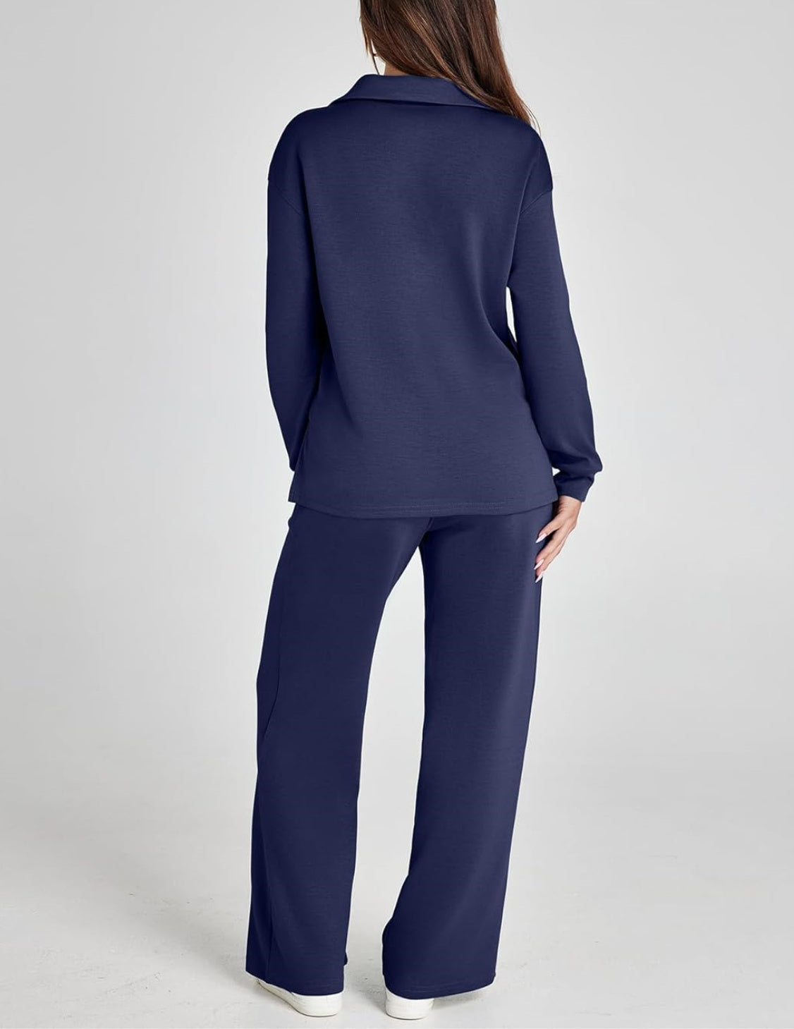 Casual V-neck Top Drawstring Wide Leg Pants Two Piece Set (Buy 2 Free Shipping)