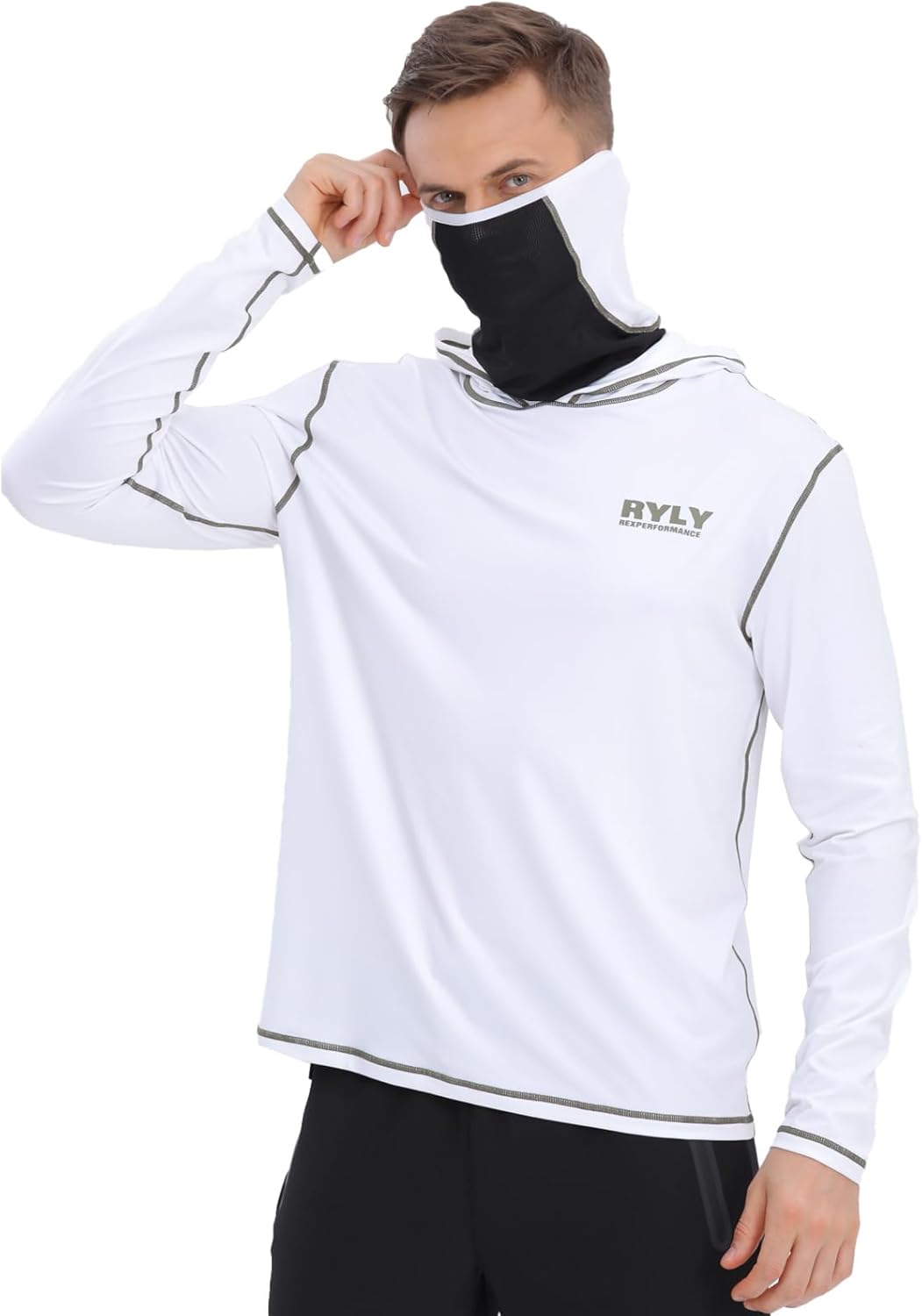 Fishing Shirts for Men,Long Sleeve Rash Guard Shirts Sun Protection Hoodie Athletic Running Hiking Shirt 1/2 Packs