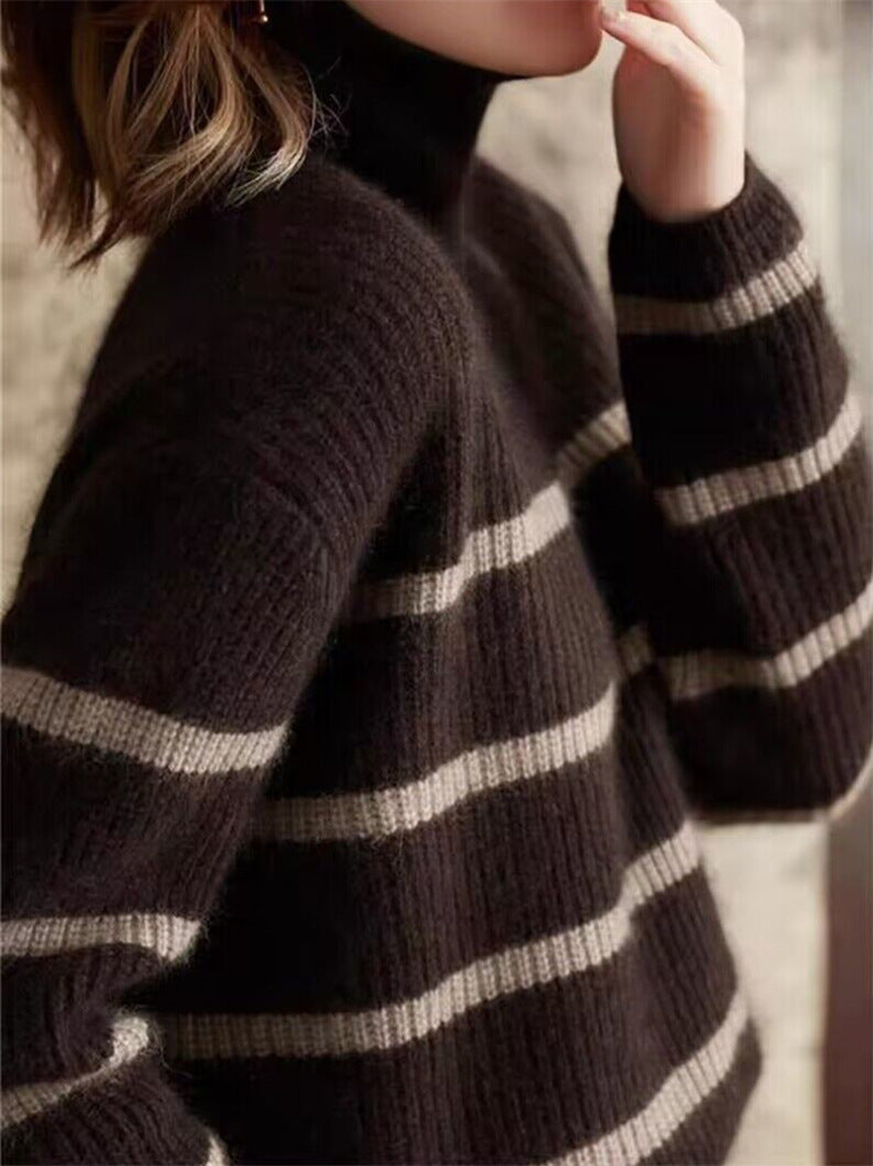 Vintage Striped Turtleneck Sweater