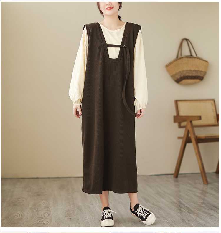 Casual Solid Color Blouse and Sleeveless Maxi Dress