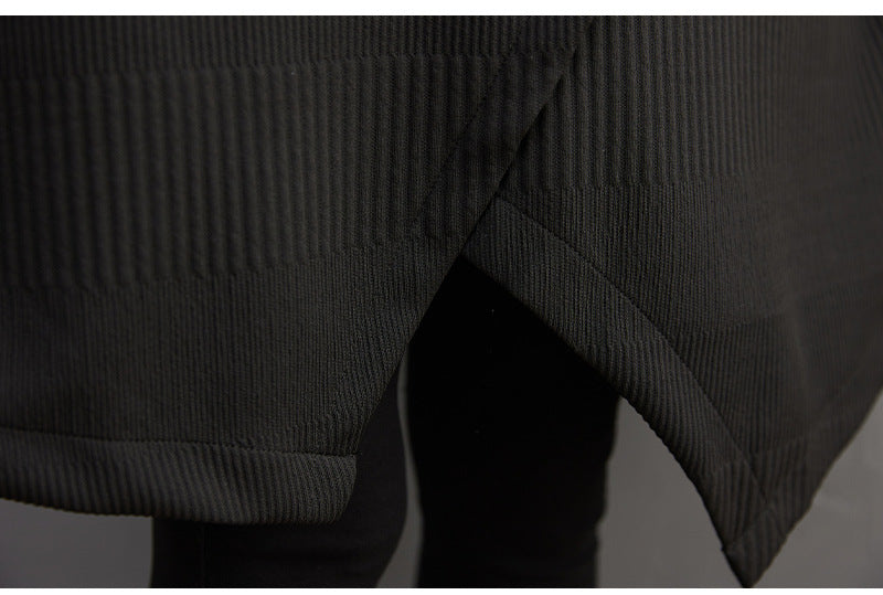 Loose Striped Turtleneck Knit Sweater Dress