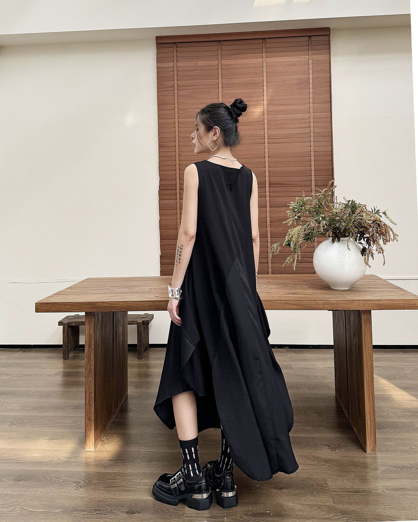 Dark Style Splicing Sleeveless Maxi Dress