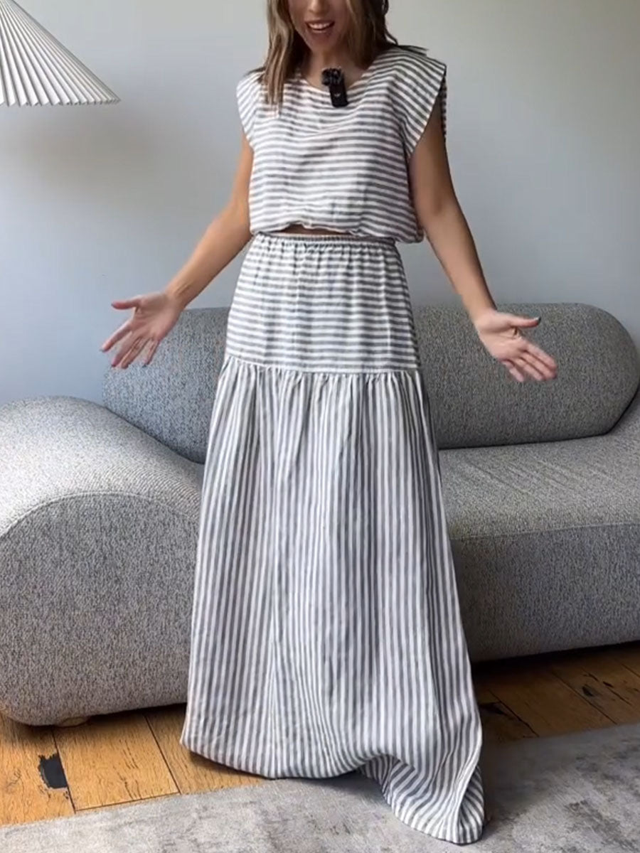Striped sleeveless two-piece set