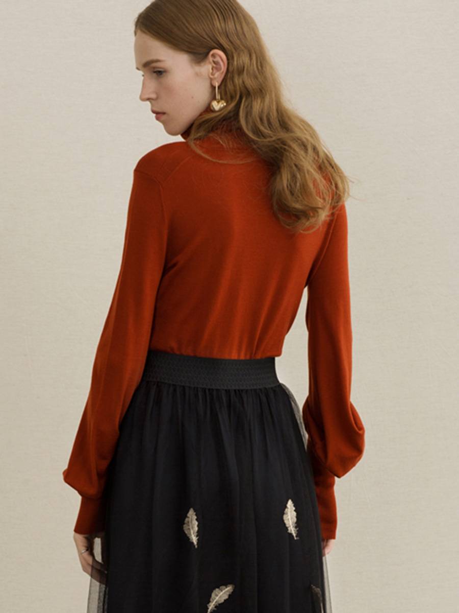 Thin Lantern Sleeve Turtleneck Women's Sweater