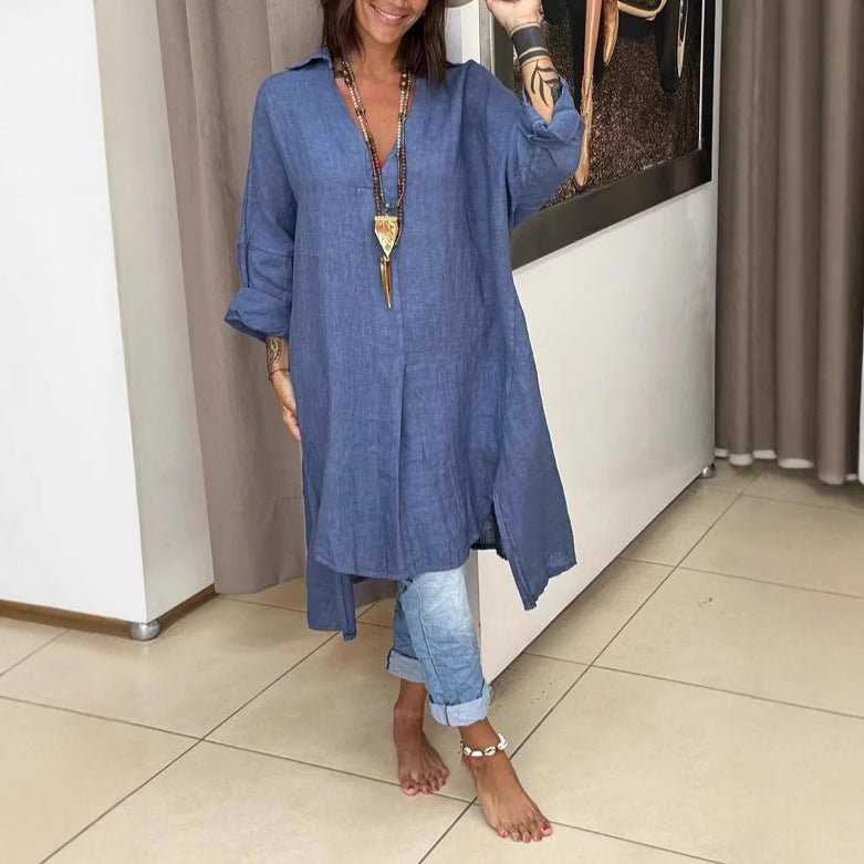 Casual Long Cotton Shirt Dress
