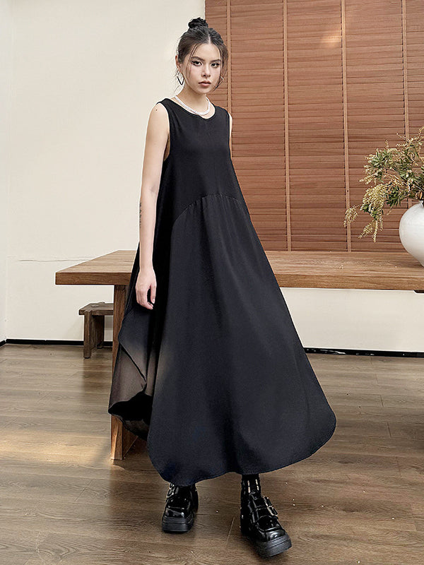 Dark Style Splicing Sleeveless Maxi Dress
