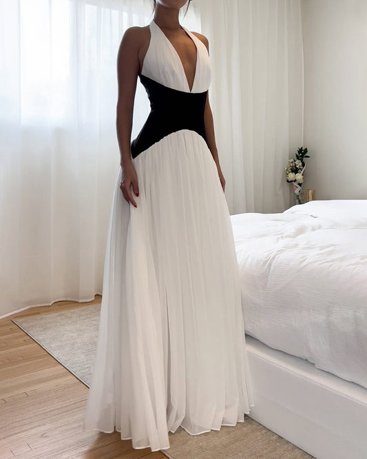 Fashion V-neck Contrast Dress