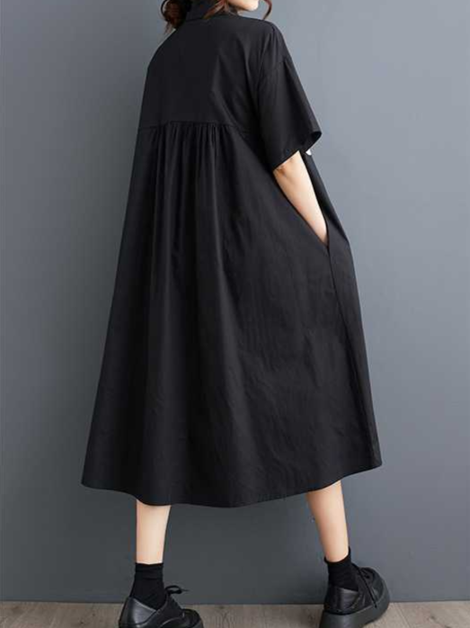 Loose Printed Spliced Short Sleeve Dress