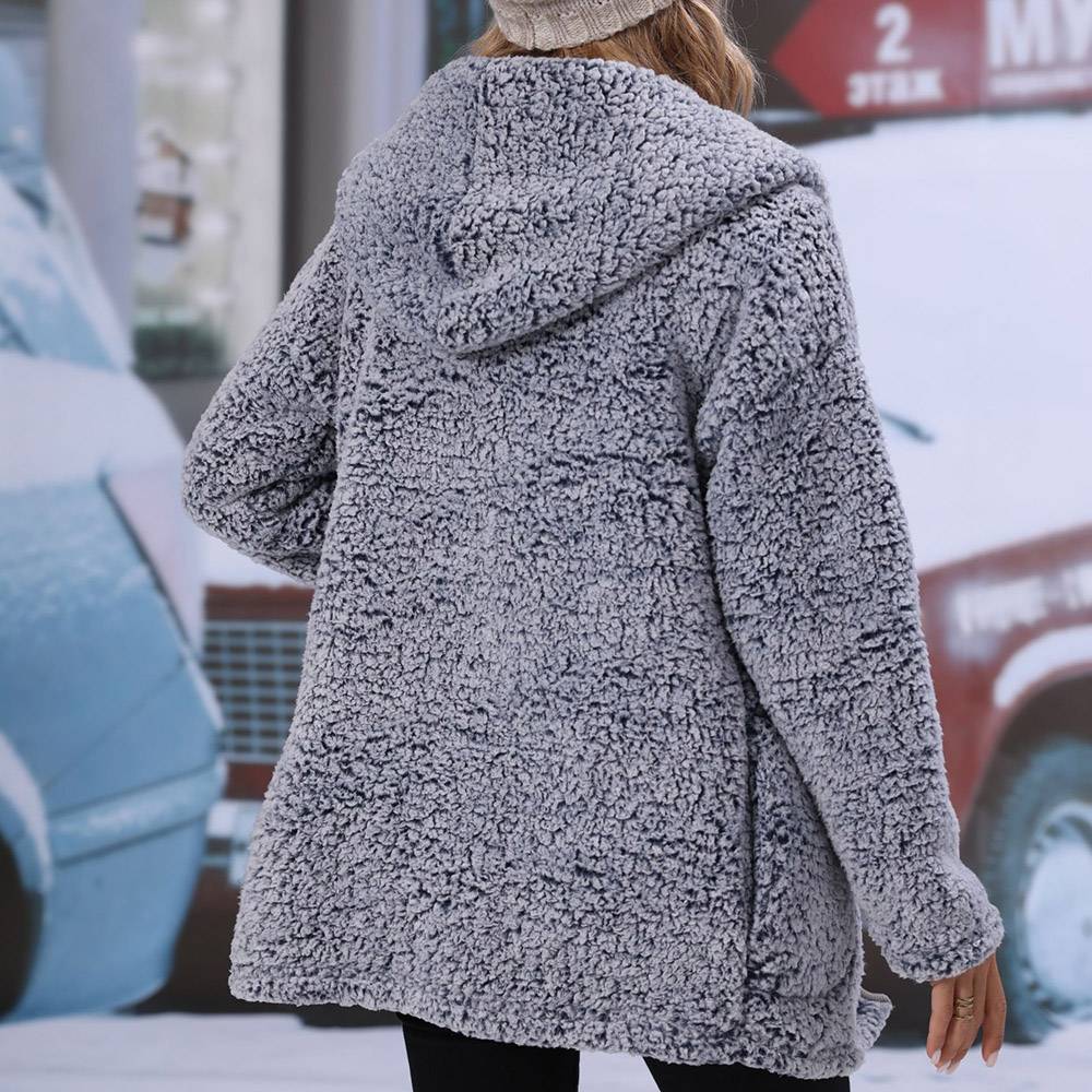 Long Sleeve Zipper Loose Fleece Winter Women's Jacket