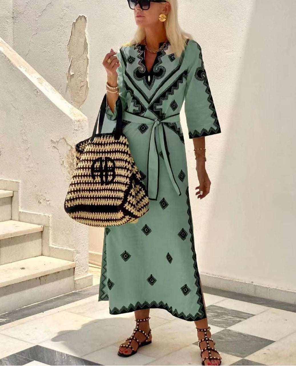 Baroque Border Printing Kaftan