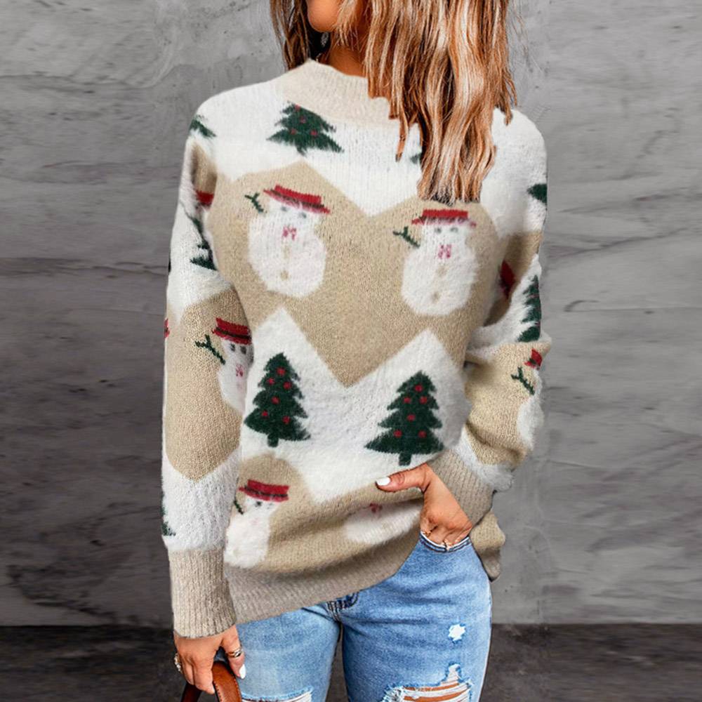 Merry Christmas Sweaters | Patchwork Thick Long Sleeve Women's Sweater