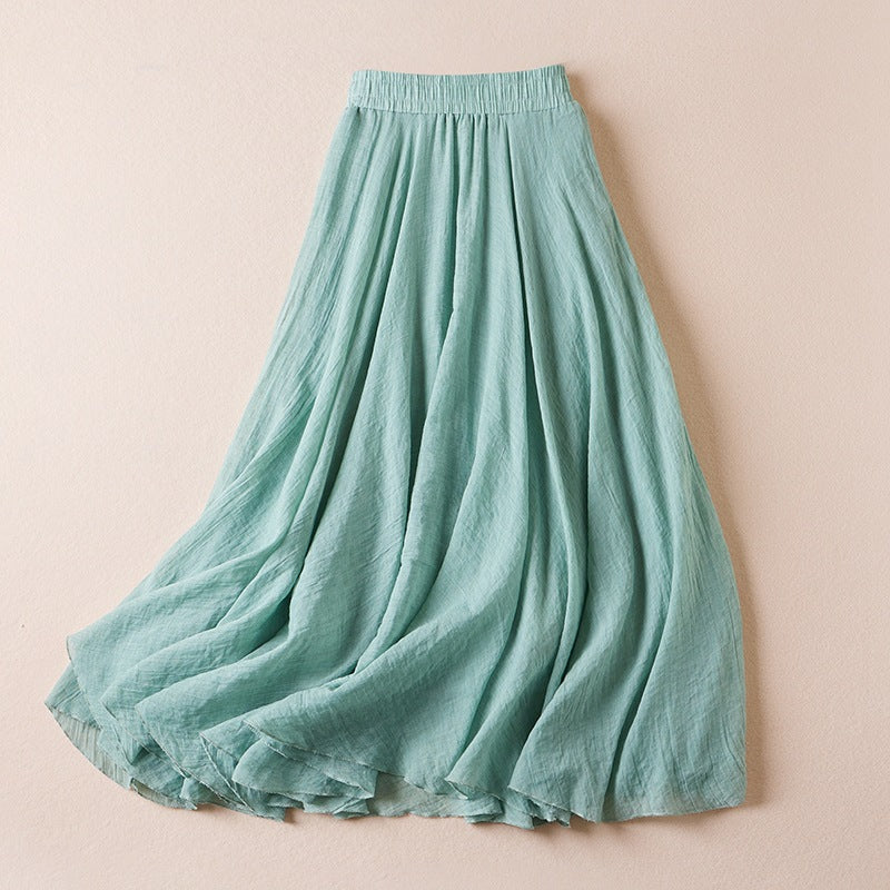 Women's Leisure Solid Color Cotton Long Skirt