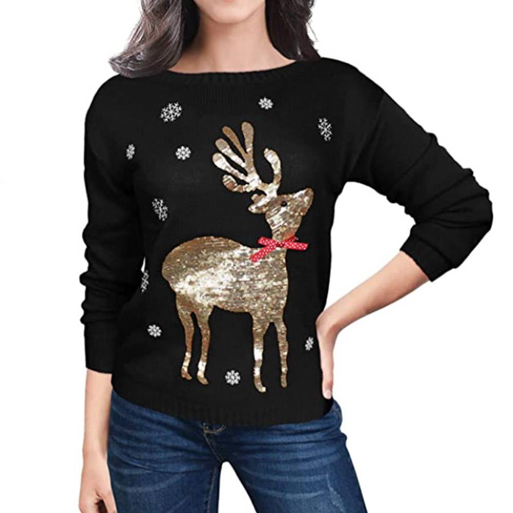 Merry Christmas Sweater | Regular Sequins Winter Women's Sweater