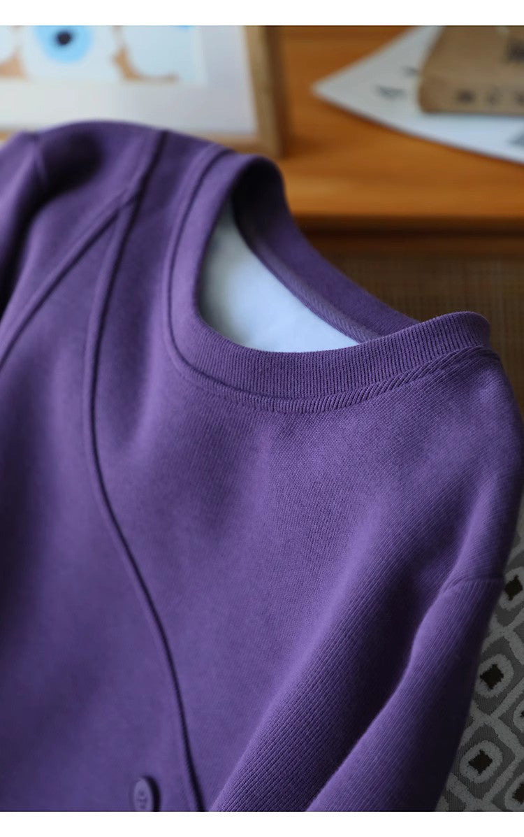 Casual Solid Color Splicing Long Sleeve Sweatshirt