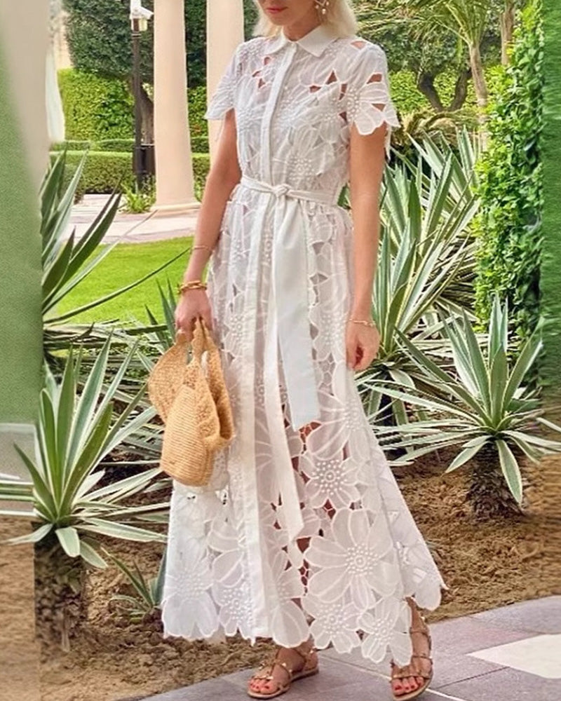 Lace Cardigan Button Dress