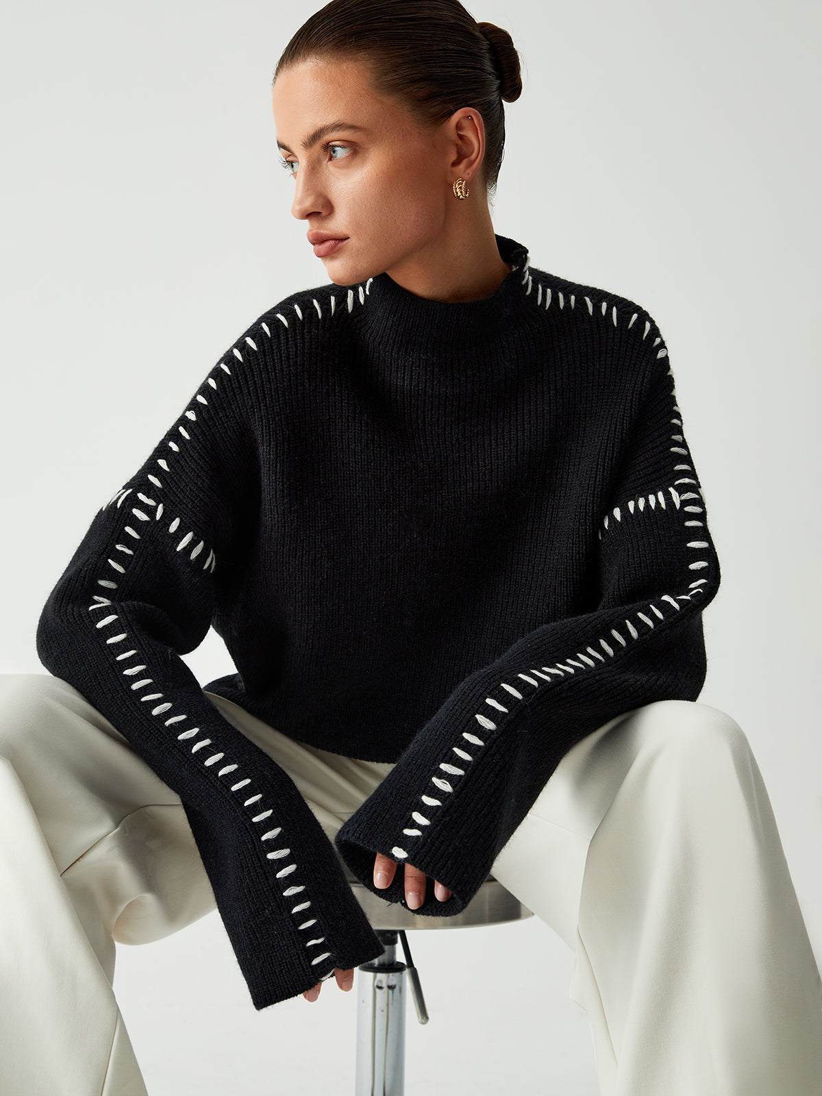 Shift The Focus Oversized Mockneck Sweater