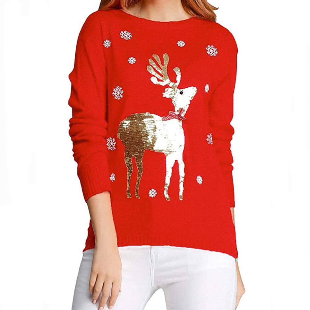 Merry Christmas Sweater | Regular Sequins Winter Women's Sweater