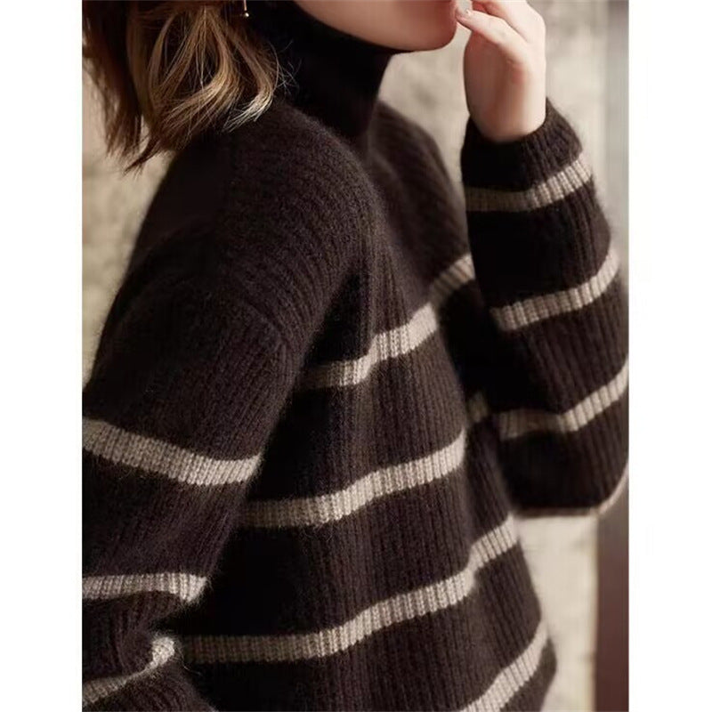 Vintage Striped Turtleneck Sweater
