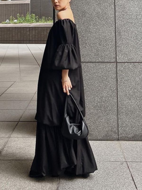 Autumn Winter New Fashion To Restore The Old Money Style One Shoulder Two Wear Loose Maxi Dress