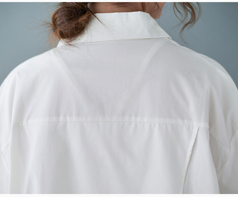 Loose Irregular Solid Color Long Sleeve Shirt