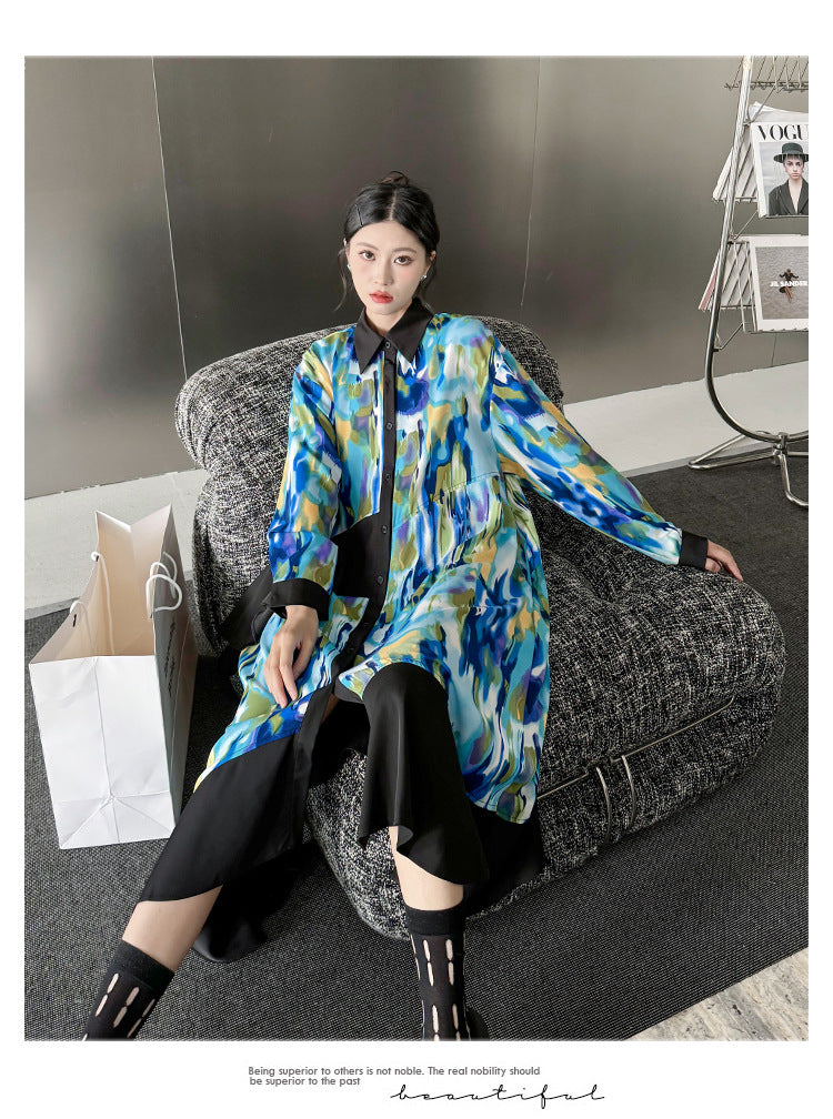 Personalized Printed Splicing Maxi Dress